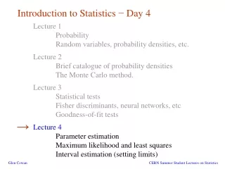 Introduction to Statistics  ?  Day 4