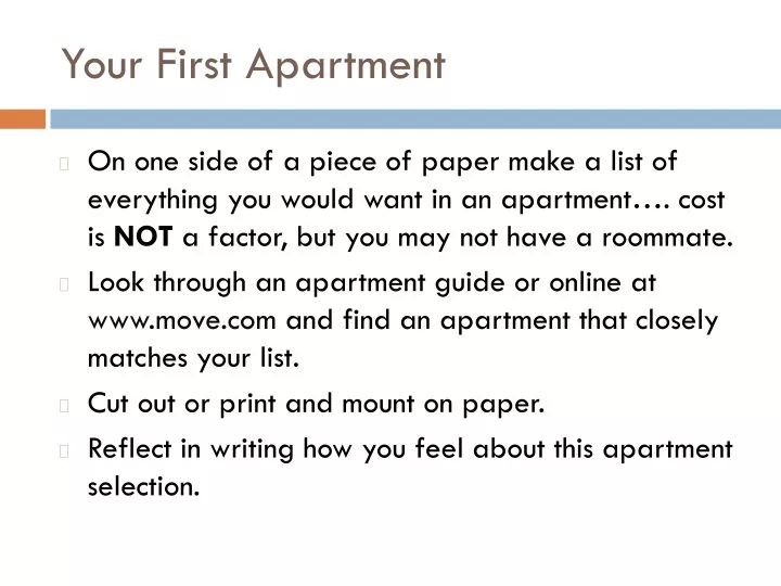 your first apartment