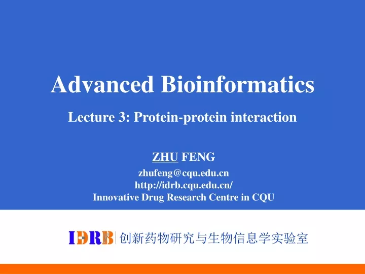 advanced bioinformatics lecture 3 protein protein