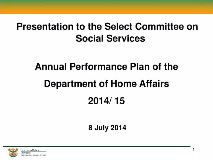 presentation to the select committee on social