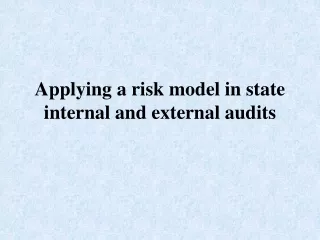 Applying a risk model in state internal and external audits