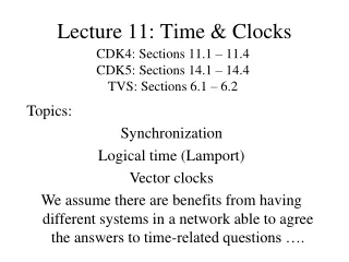 Lecture 11: Time &amp; Clocks
