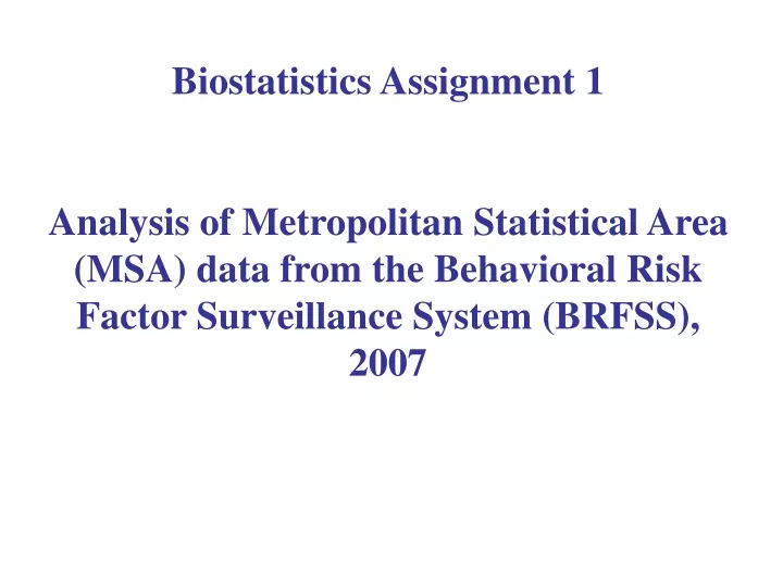 biostatistics assignment 1 analysis