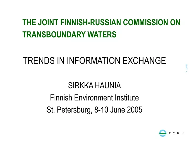 the joint finnish russian commission on transboundary waters