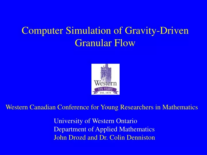 computer simulation of gravity driven granular flow