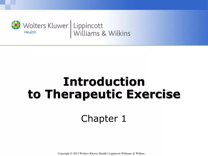 introduction to therapeutic exercise