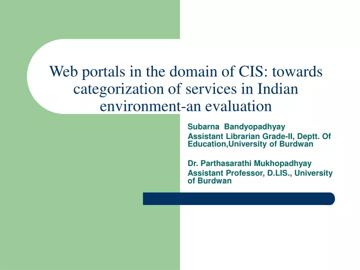 web portals in the domain of cis towards