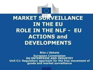 MARKET SURVEILLANCE  IN THE EU  ROLE IN THE NLF -  EU ACTIONS and DEVELOPMENTS