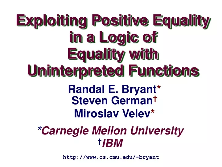 exploiting positive equality in a logic