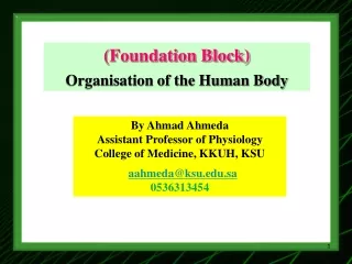 (Foundation Block) Organisation of the Human Body