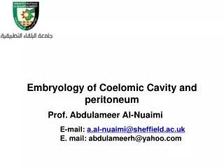 Embryology of Coelomic Cavity and peritoneum
