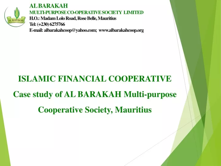 islamic financial cooperative case study of al barakah multi purpose cooperative society mauritius