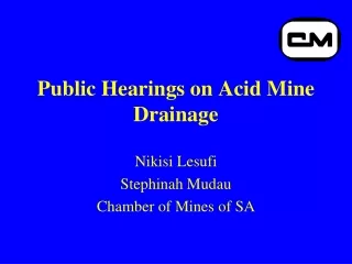 Public Hearings on Acid Mine Drainage