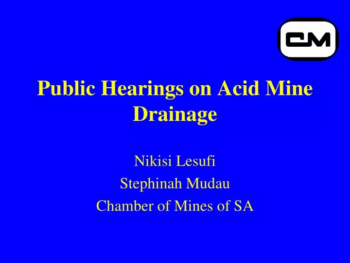 public hearings on acid mine drainage