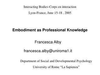 Embodiment as Professional Knowledge