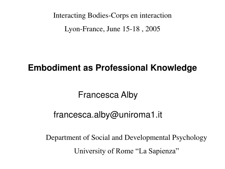 embodiment as professional knowledge
