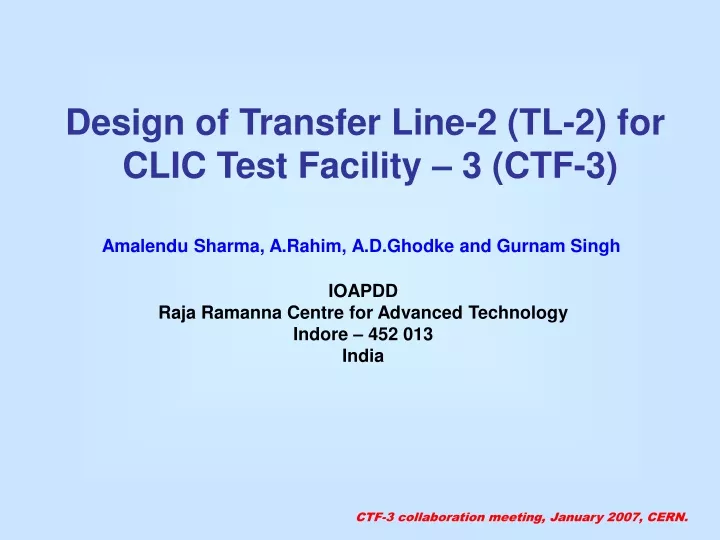 design of transfer line 2 tl 2 for clic test