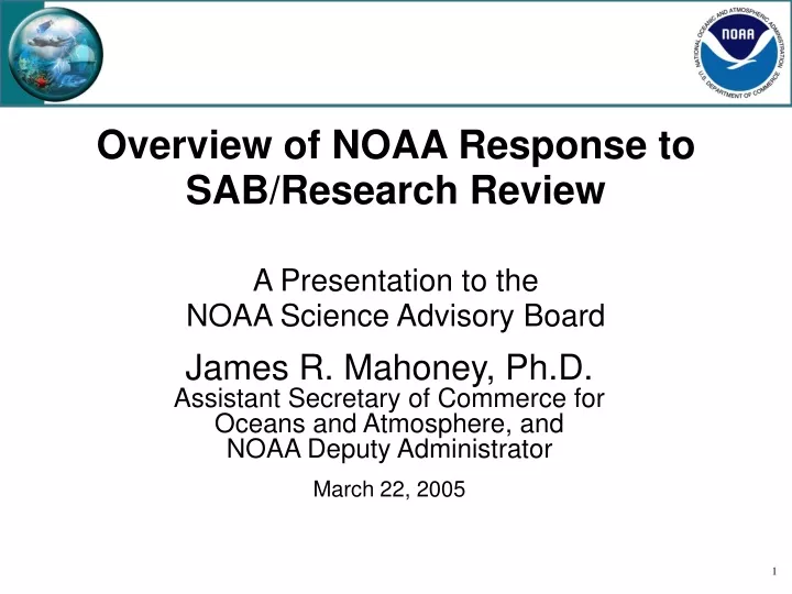 overview of noaa response to sab research review a presentation to the noaa science advisory board