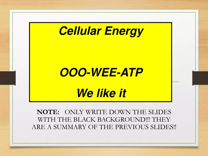 cellular energy ooo wee atp we like it