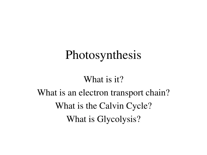 photosynthesis