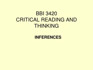 BBI 3420  CRITICAL READING AND THINKING