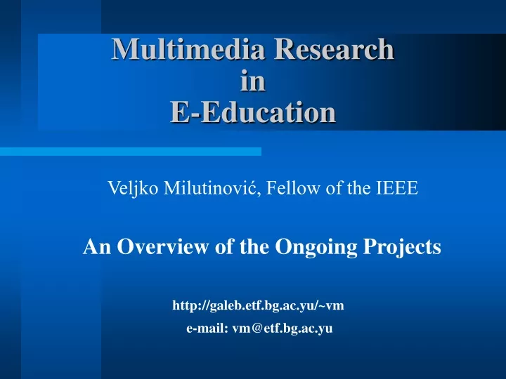 multimedia research in e education