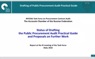 Drafting of  Public Procurement Audit  Practical Guide