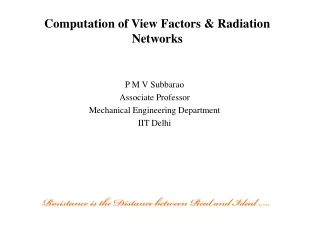 Computation of View Factors &amp; Radiation Networks