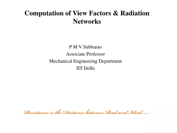 computation of view factors radiation networks