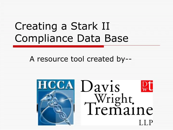 creating a stark ii compliance data base