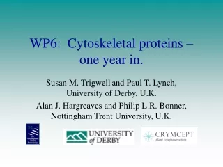WP6:  Cytoskeletal proteins – one year in.