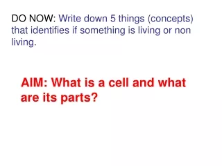DO NOW:  Write down 5 things (concepts) that identifies if something is living or non living.