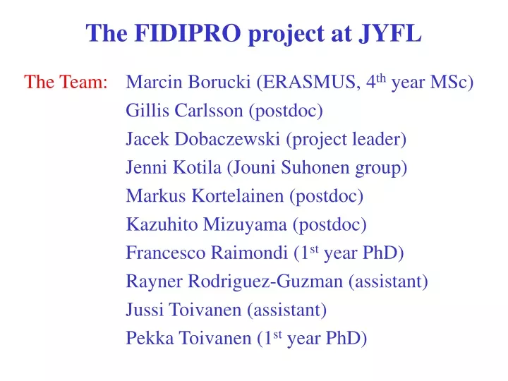 the fidipro project at jyfl