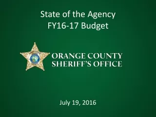 State of the Agency FY16-17 Budget