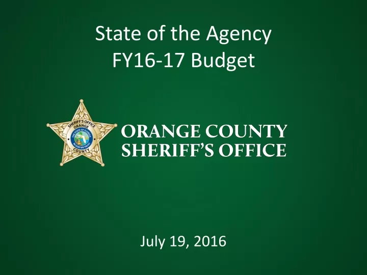 state of the agency fy16 17 budget