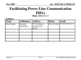 Facilitating Power Line Communication PHYs