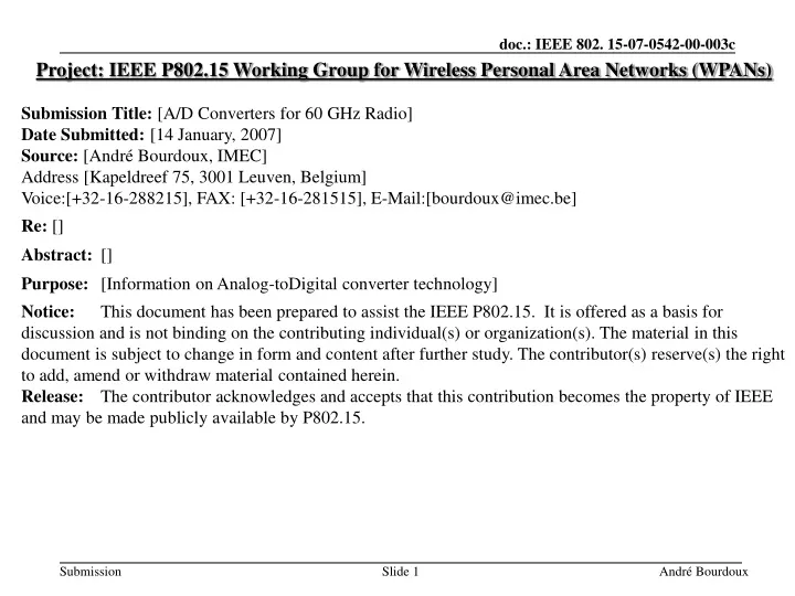 project ieee p802 15 working group for wireless