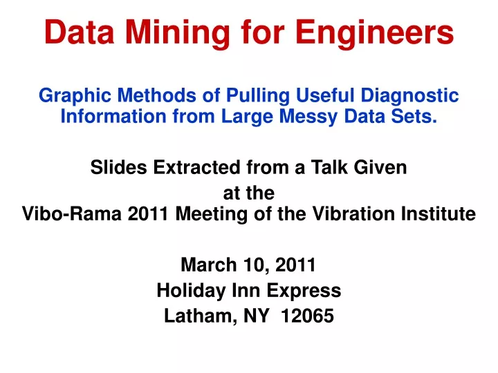 data mining for engineers