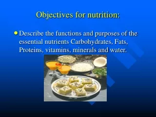 Objectives for nutrition: