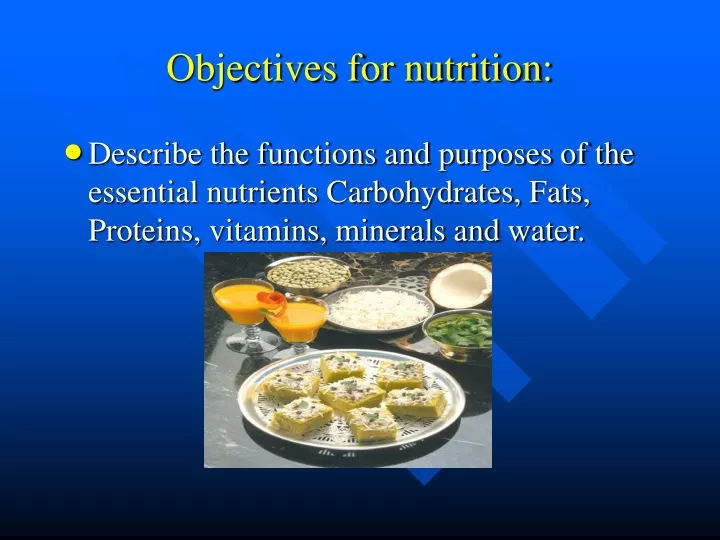objectives for nutrition