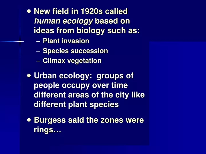 new field in 1920s called human ecology based