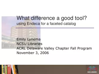What difference a good tool? using Endeca for a faceted catalog