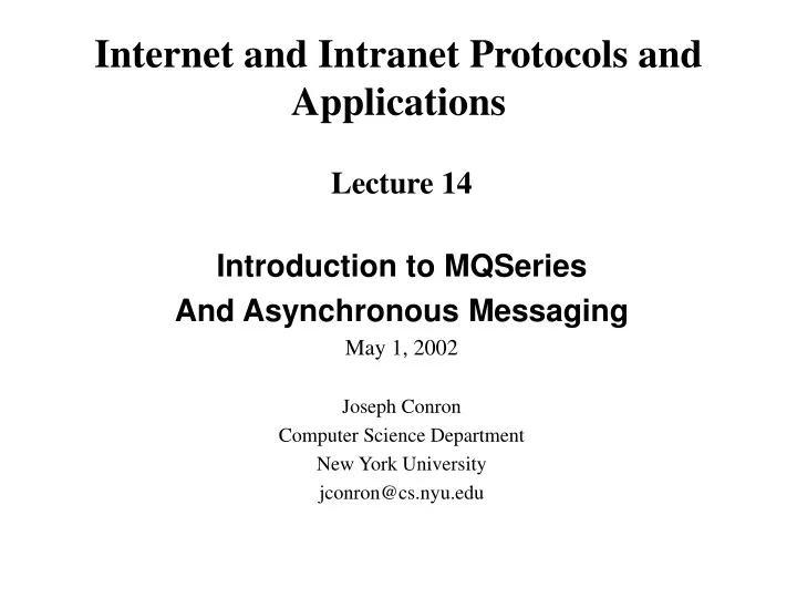 internet and intranet protocols and applications