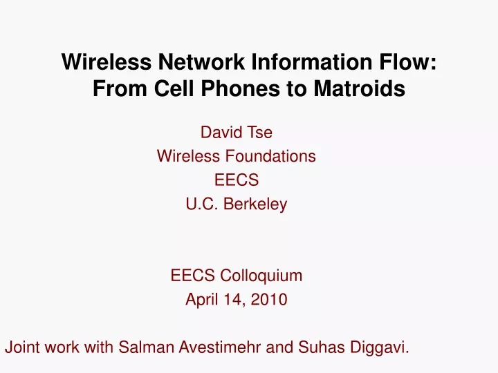 wireless network information flow from cell