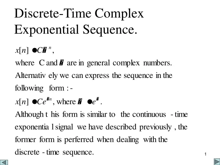 discrete time complex exponential sequence