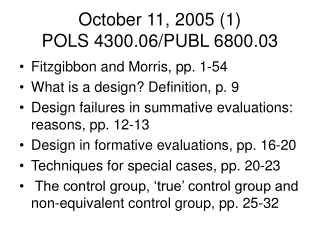 October 11, 2005 (1) POLS 4300.06/PUBL 6800.03