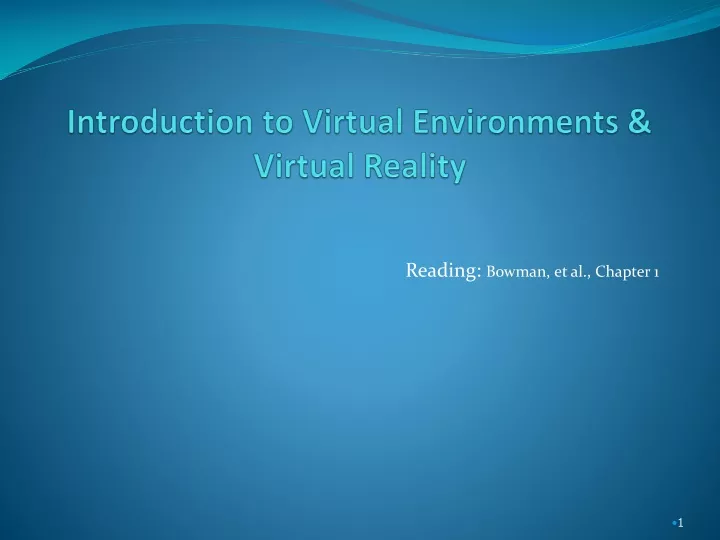 introduction to virtual environments virtual reality