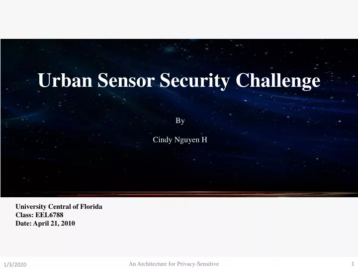 urban sensor security challenge