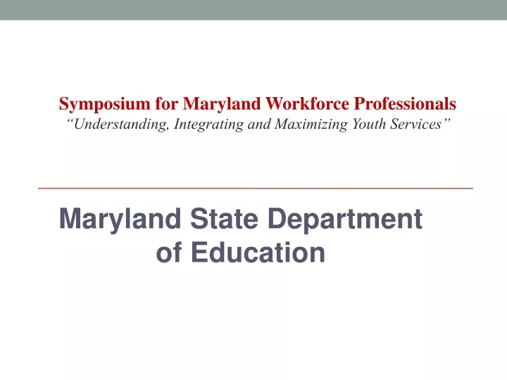 maryland state department of education
