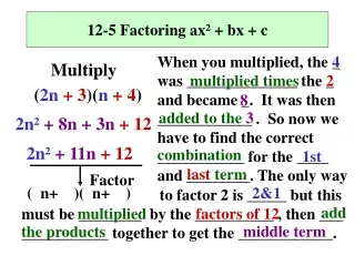 12-5 Factoring ax ²  + bx + c
